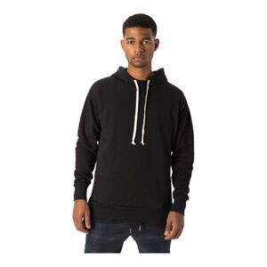Zanerobe mens Black Flintlock Elongated Split Side Slit Oversized Hoodie US S